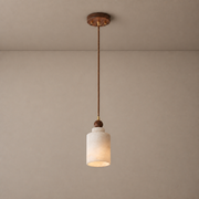 Alabaster and Walnut Cylinder Pendant Light - 01 01-hero-product
