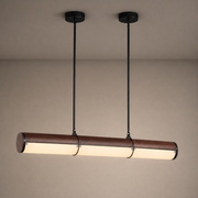 Wood-Grain Acrylic Linear Pendant Light product view on a neutral background