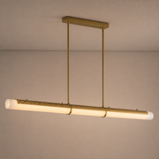 Natural Brass-Tone Perforated Linear LED Pendant Light - 01 01-hero-product
