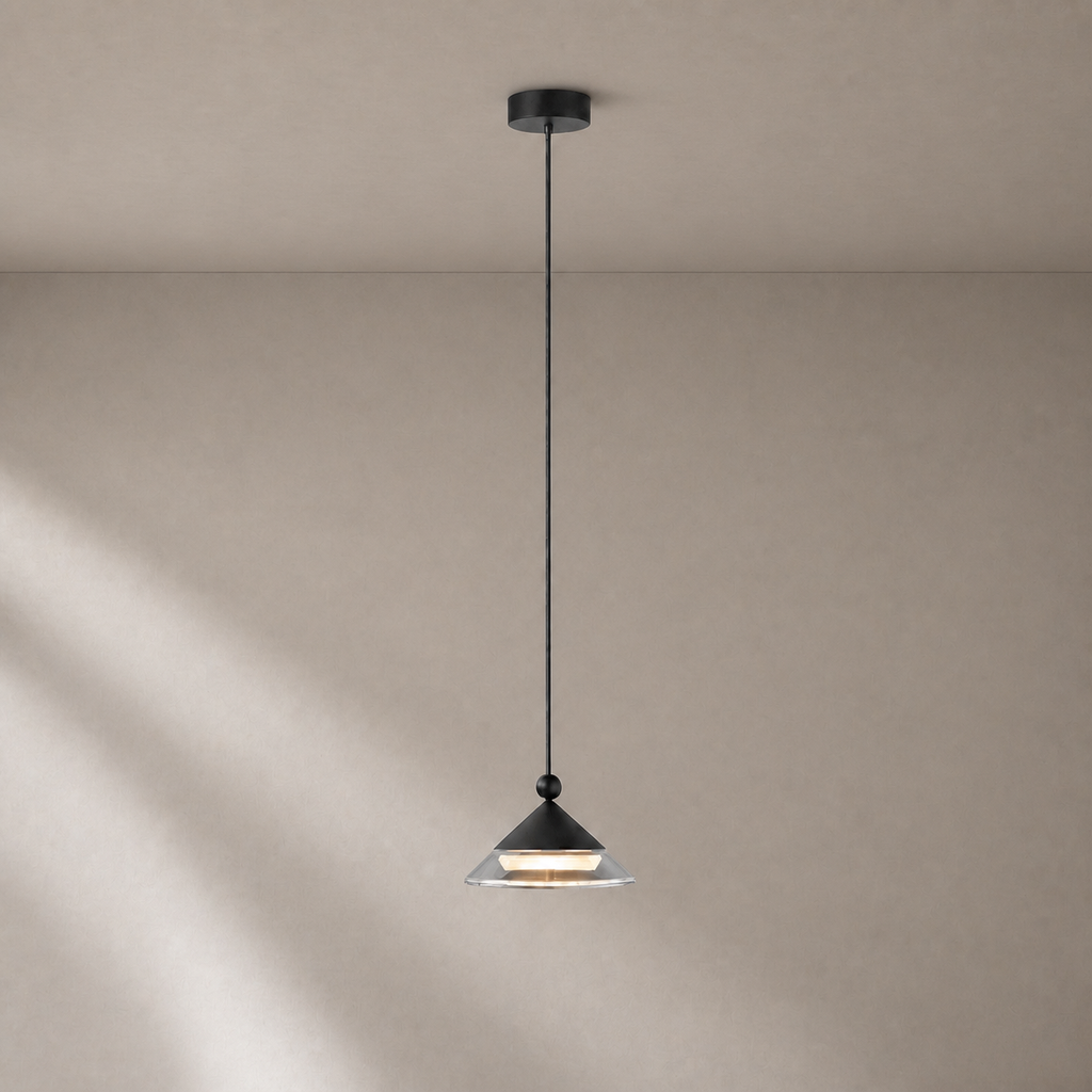Geometric Black Aluminum and Clear Glass Pendant Light - 01 01-hero-product