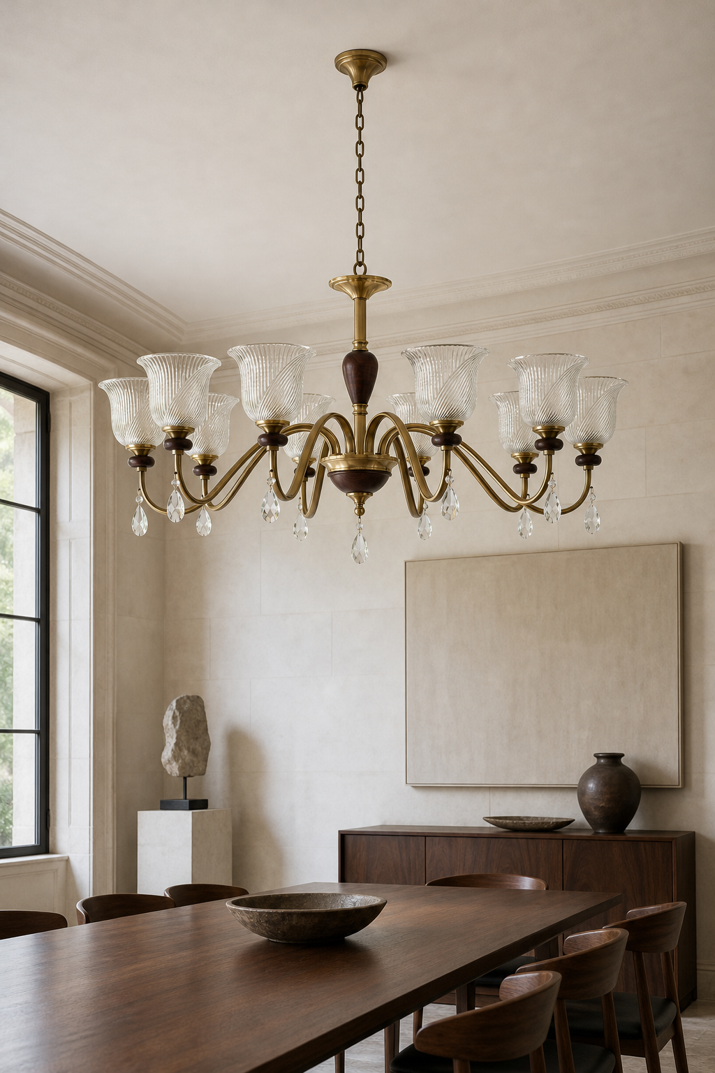 Callovene 10-light chandelier in a gallery dining daylight interior
