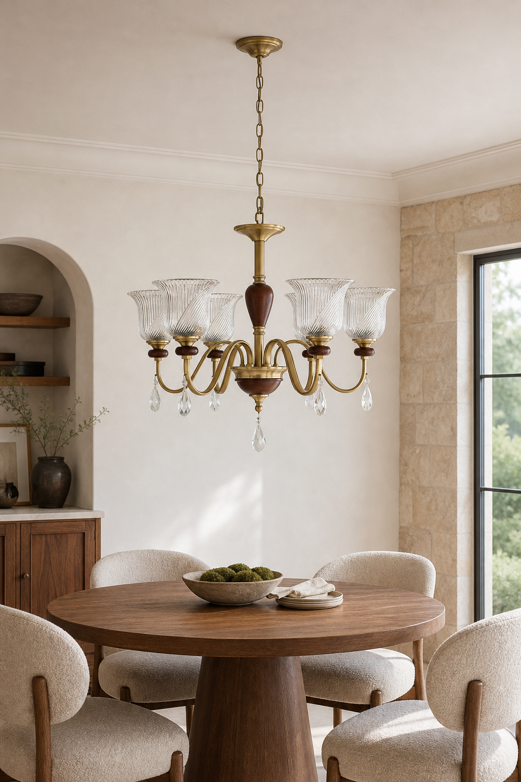Callovene 6-light chandelier in a modern breakfast daylight interior