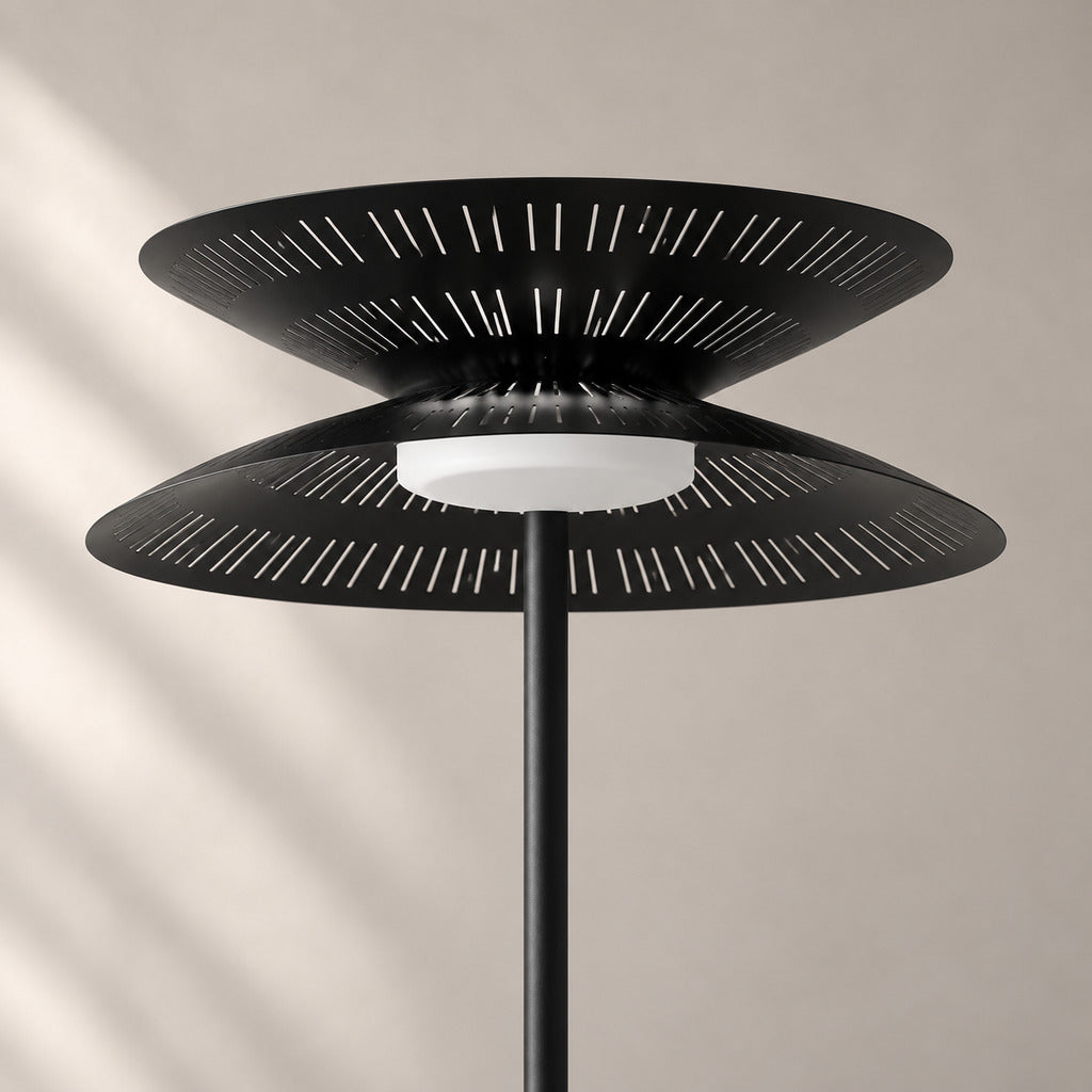 Black Coffee Asterune floor lamp perforated shade detail