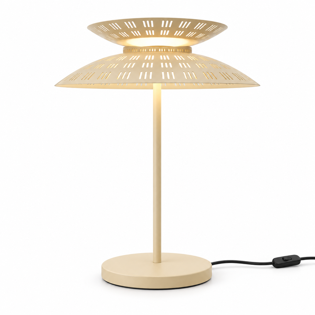 Cream Asterune table lamp on a white background