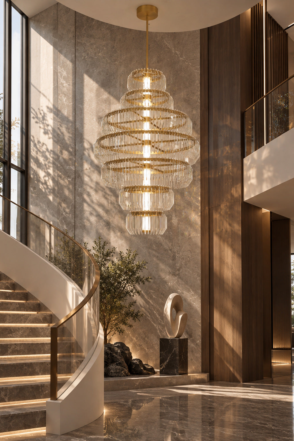 Arquelle Round Antique Brass Acrylic Tiered Chandelier in a styled interior scene 3 · CDE split 2026-09-22