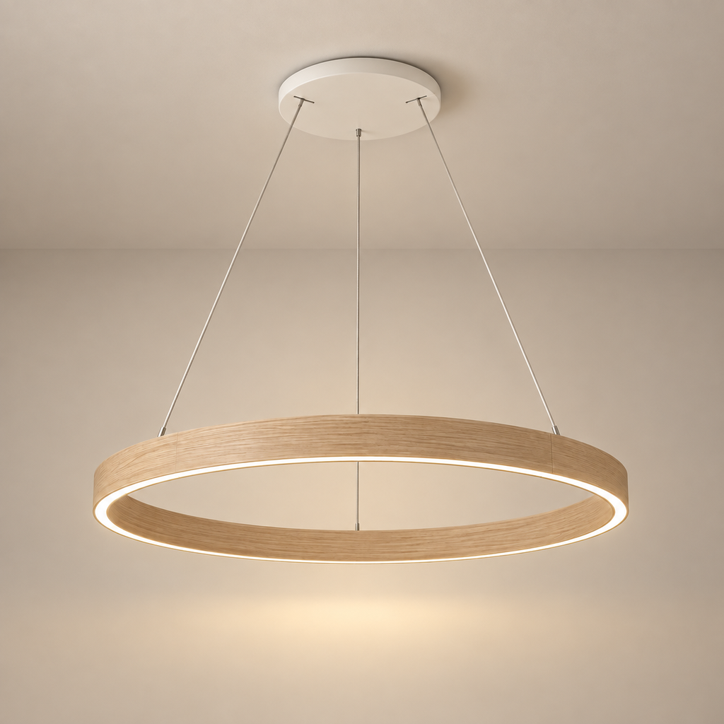 Sylvenor Wood Ring LED Chandelier — Single / White Oak / Ø1000 mm centered hero · CDE 2026-09-24