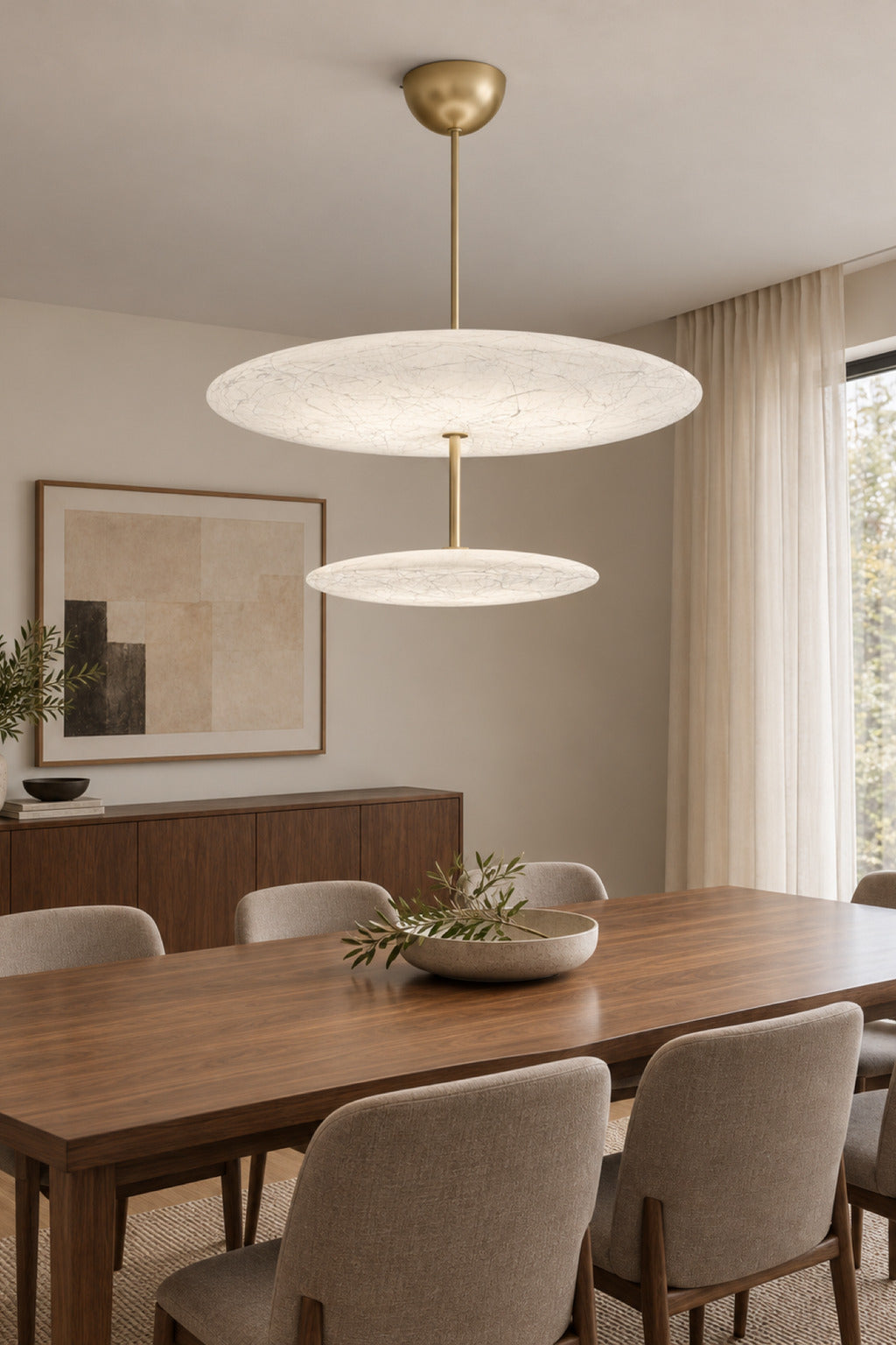 Lunavera Fibrous Acrylic Disc Chandelier in a styled interior scene 2 · CDE expanded 2026-09-21