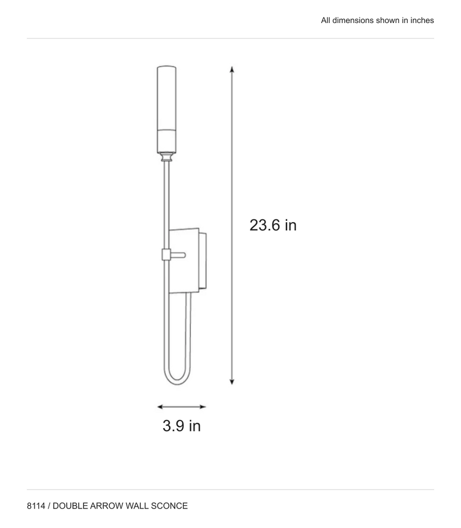8114 1-light dimensions: H 23.6 in x W 3.9 in.