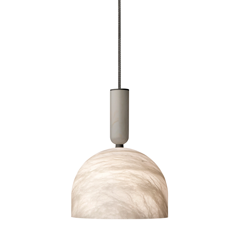 Modern Spanish Alabaster Dome Pendant Light in White - 00 main white background alabaster dome pendant