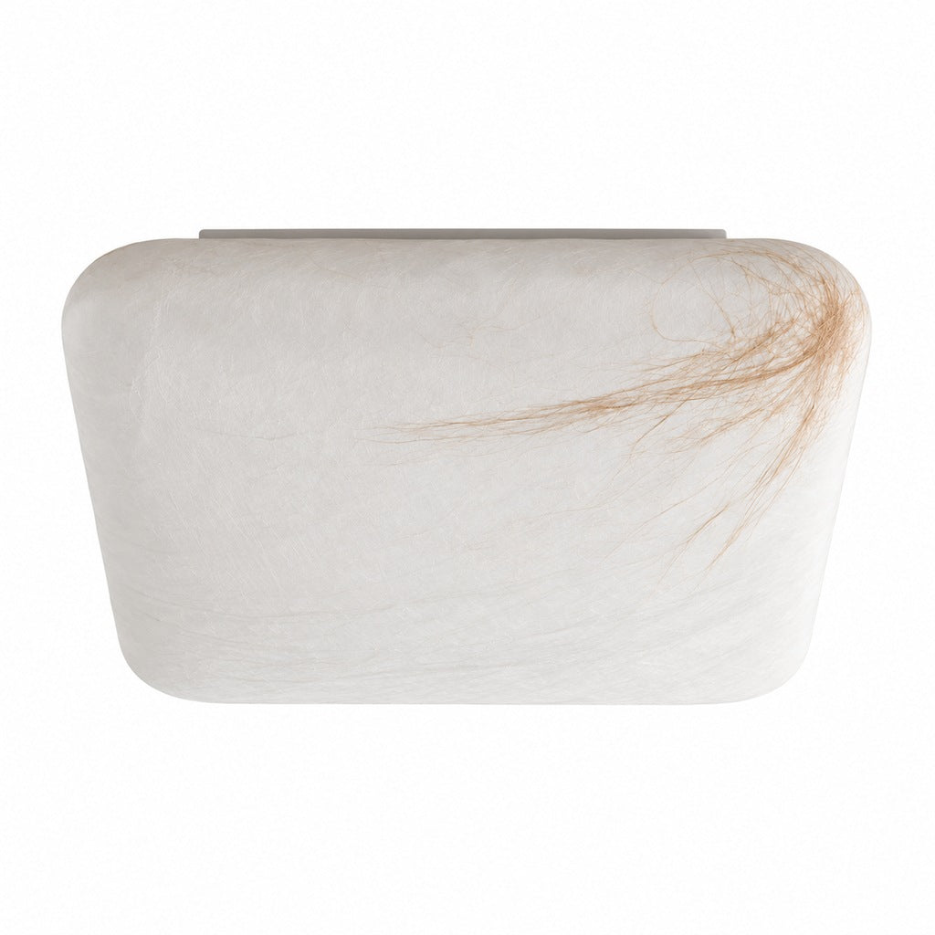 Complete square mulberry silk and hemp ceiling fixture on white