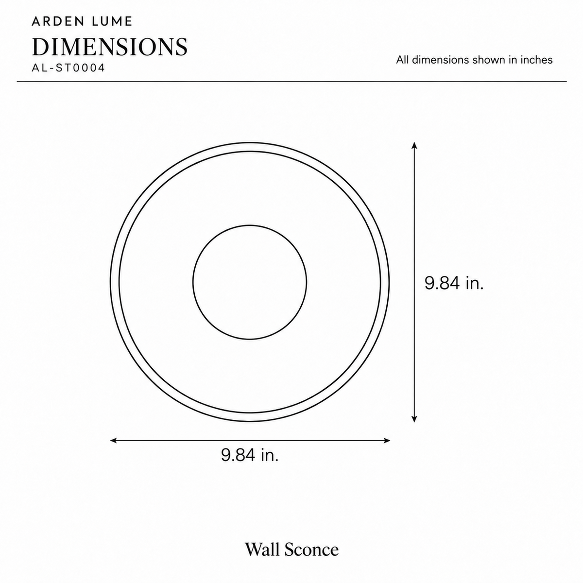ARDEN LUME AL-ST0004 dimension diagram in inches