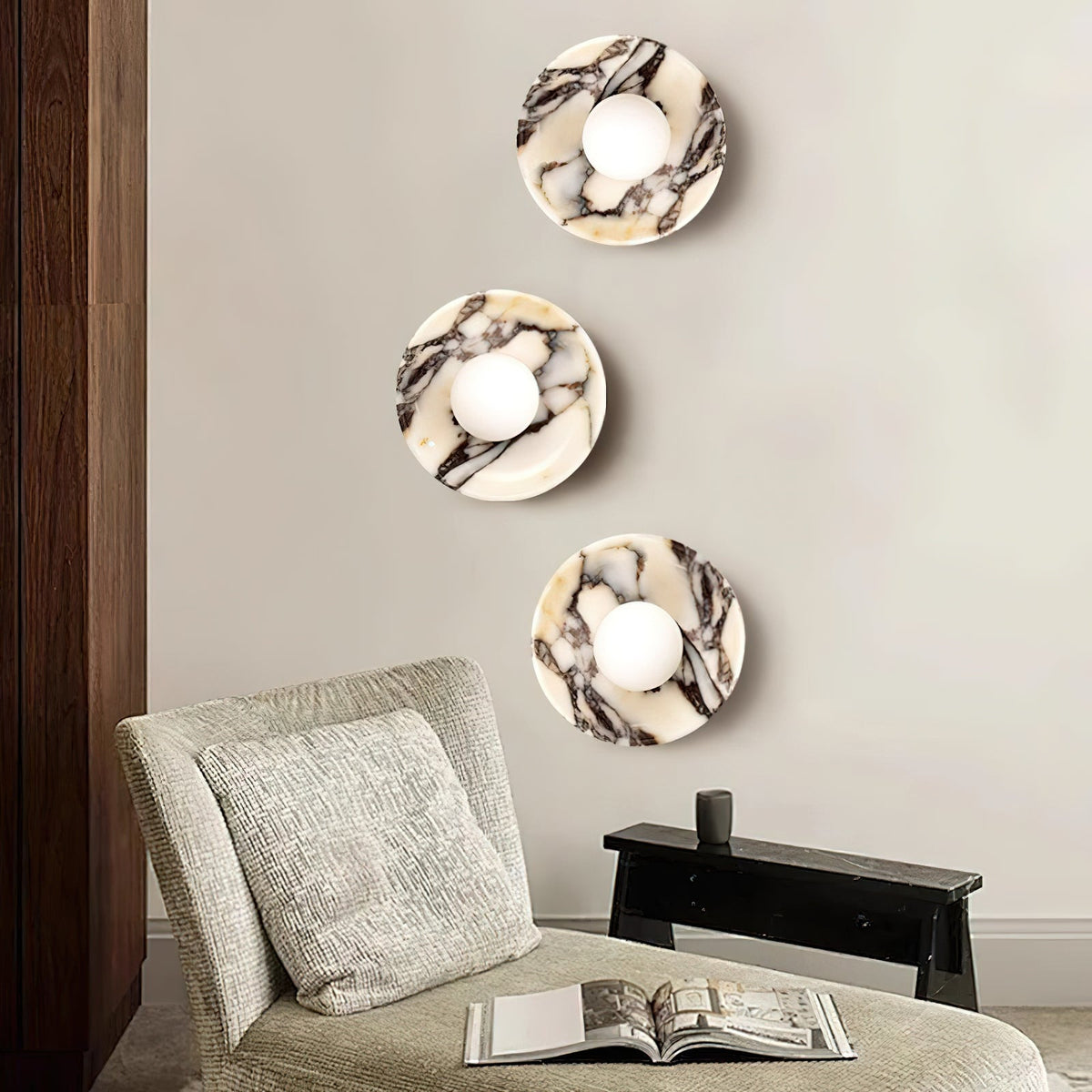 Viola Marble Globe Wall Sconce — AL-ST0004 — product view 3