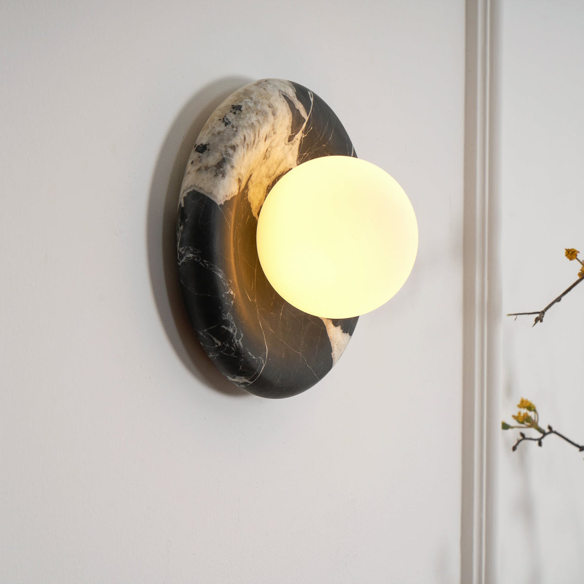 Orli Black Marble Globe Wall Sconce — AL-ST0010 — product view 2