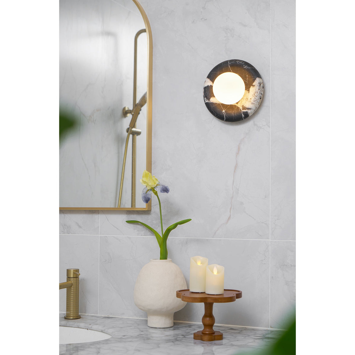 Orli Black Marble Globe Wall Sconce — AL-ST0010 — product view 3