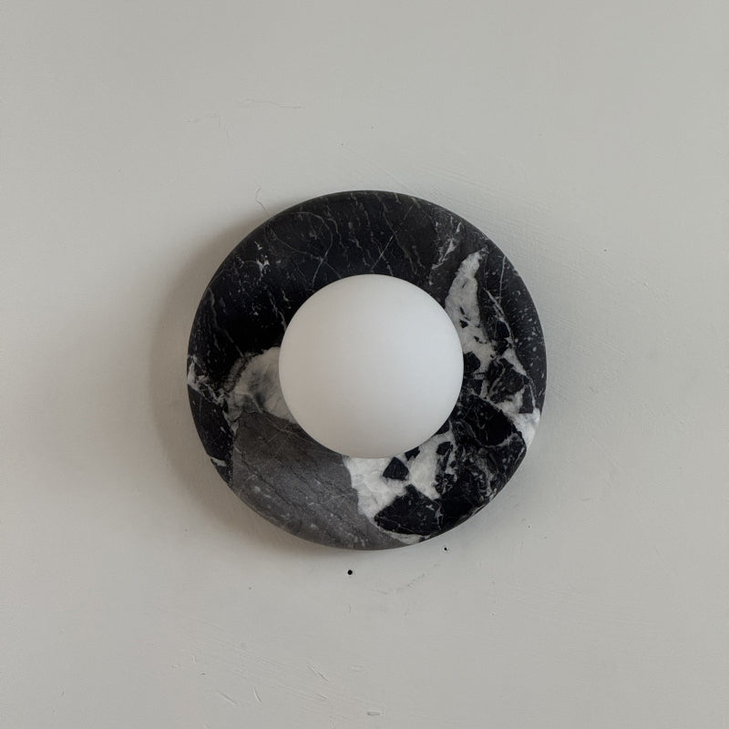 Orli Black Marble Globe Wall Sconce — D 20cm x H 20cm / ∅ 7.9″ x H 7.9″; Black Z24