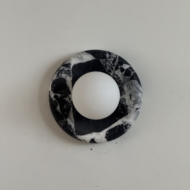 Orli Black Marble Globe Wall Sconce — D 20cm x H 20cm / ∅ 7.9″ x H 7.9″; Black Z26