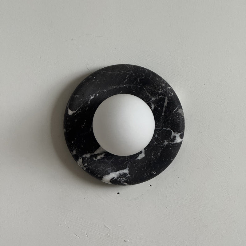 Orli Black Marble Globe Wall Sconce — D 20cm x H 20cm / ∅ 7.9″ x H 7.9″; Black Z27