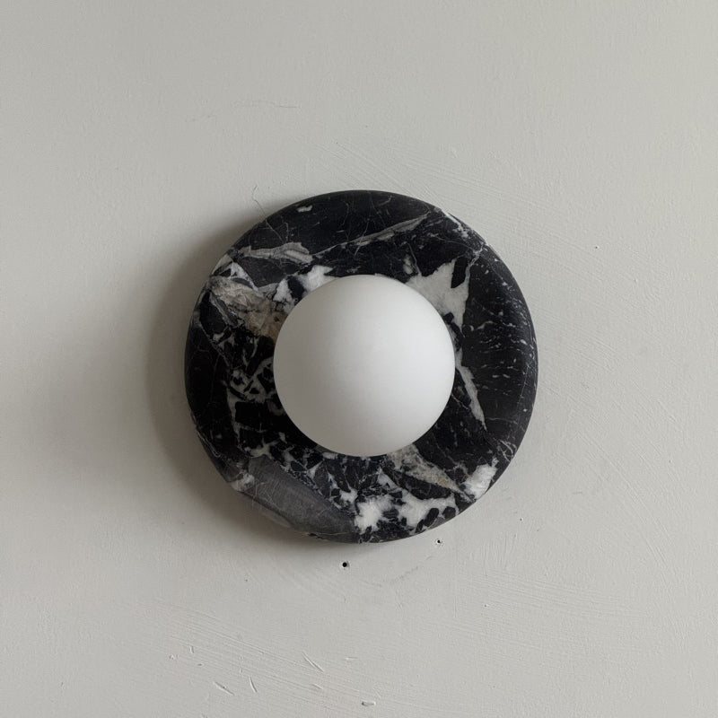 Orli Black Marble Globe Wall Sconce — D 20cm x H 20cm / ∅ 7.9″ x H 7.9″; Black Z29