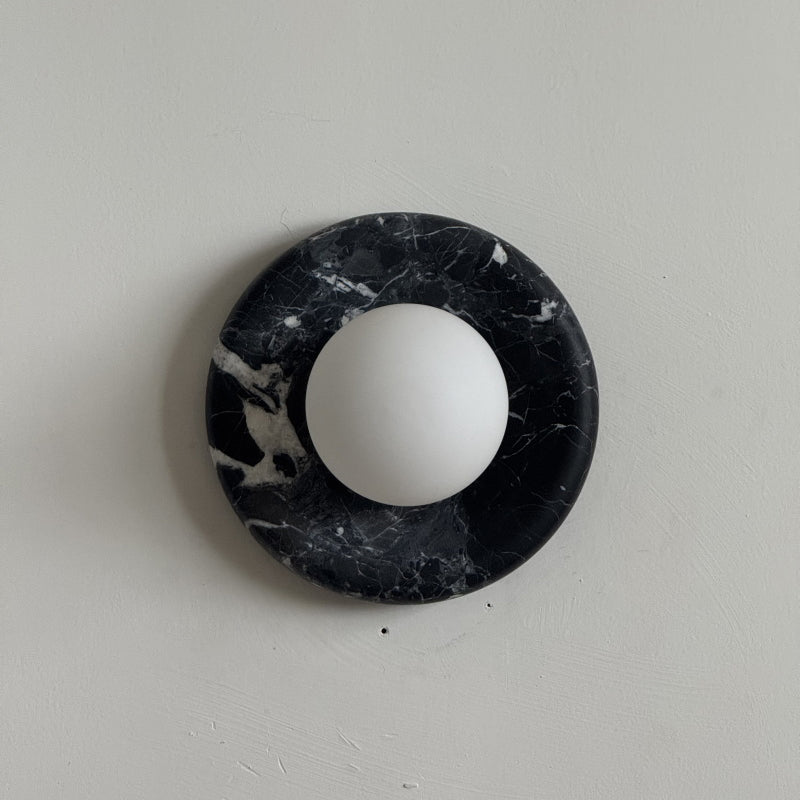 Orli Black Marble Globe Wall Sconce — D 20cm x H 20cm / ∅ 7.9″ x H 7.9″; Black Z33
