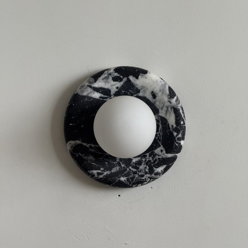 Orli Black Marble Globe Wall Sconce — D 20cm x H 20cm / ∅ 7.9″ x H 7.9″; Black Z34