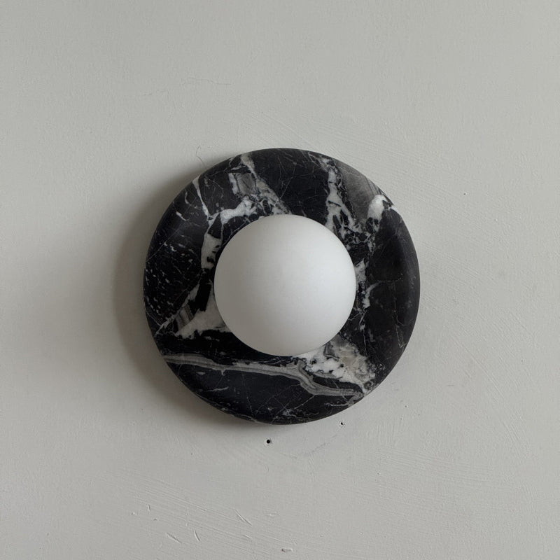 Orli Black Marble Globe Wall Sconce — D 20cm x H 20cm / ∅ 7.9″ x H 7.9″; Black Z32