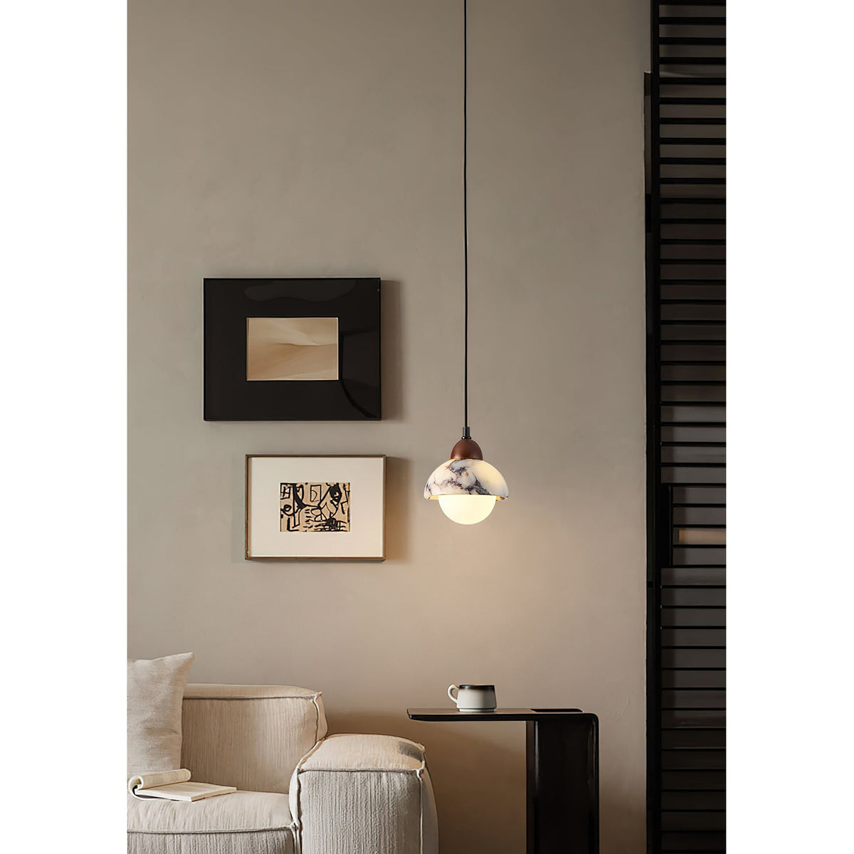 Polaris Mid-Century Marble Pendant Light — AL-ST0014 — product view 3