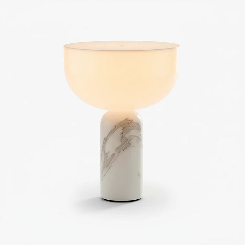 Kizu Marble Rechargeable Table Lamp — D 18cm x H 24cm / ∅ 7.1″ x H 9.4″ (warm light); White; Touch