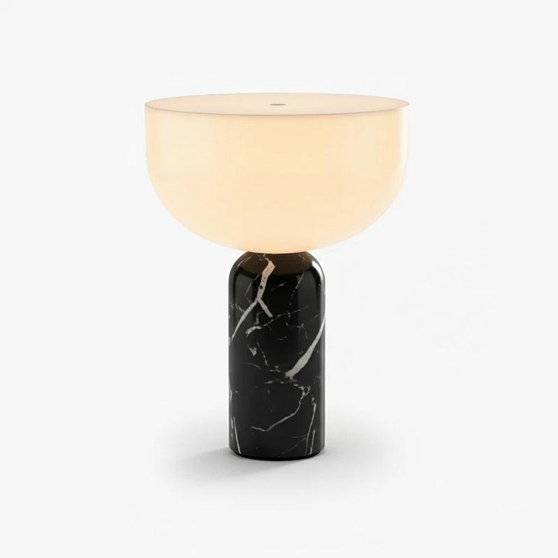 Kizu Marble Rechargeable Table Lamp — D 18cm x H 24cm / ∅ 7.1″ x H 9.4″ (warm light); Black; Touch