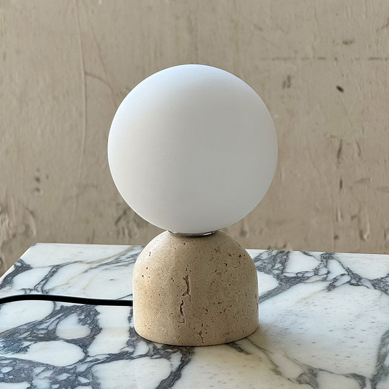 ARDEN LUME ST0022 — D 10cm x H 16cm / ∅ 3.9″ x H 6.3″; Beige Travertine