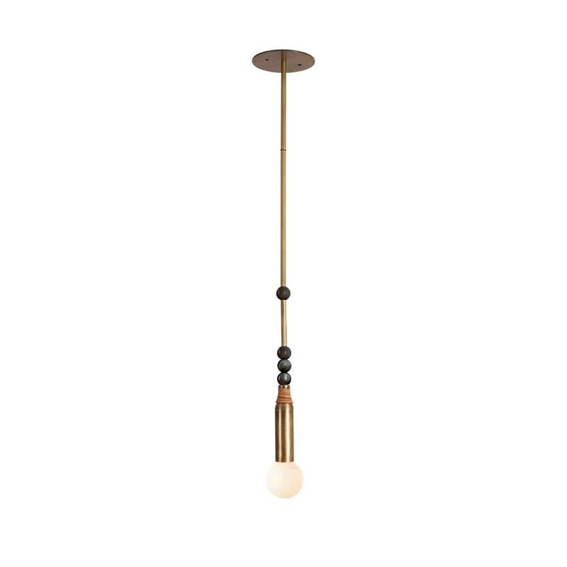 Allia Marble Pendant Light — D 8cm x H 48cm / ∅ 3.1″ x H 18.9″; Antiqued brass & Black Marble