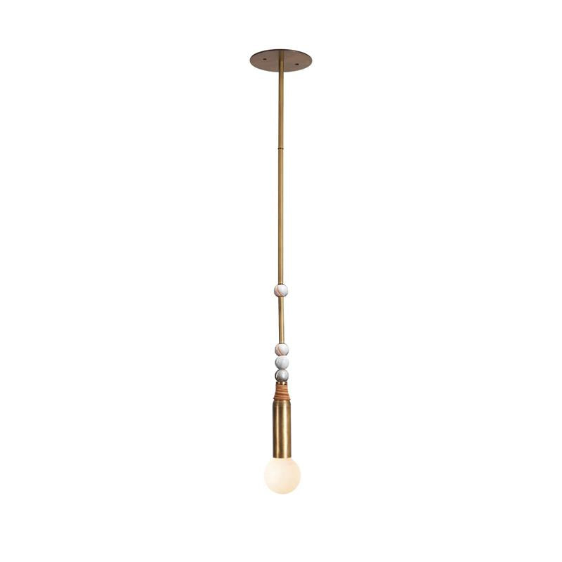 Allia Marble Pendant Light — D 8cm x H 48cm / ∅ 3.1″ x H 18.9″; Antiqued brass & White Marble