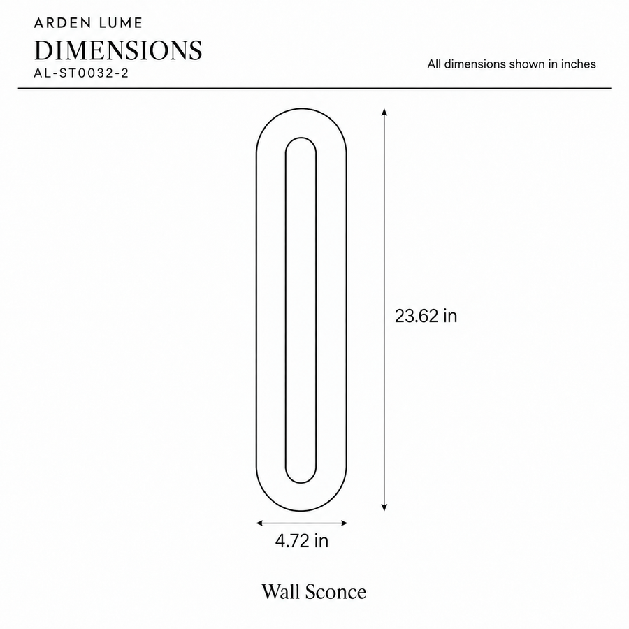 ARDEN LUME AL-ST0032-2 dimension diagram in inches