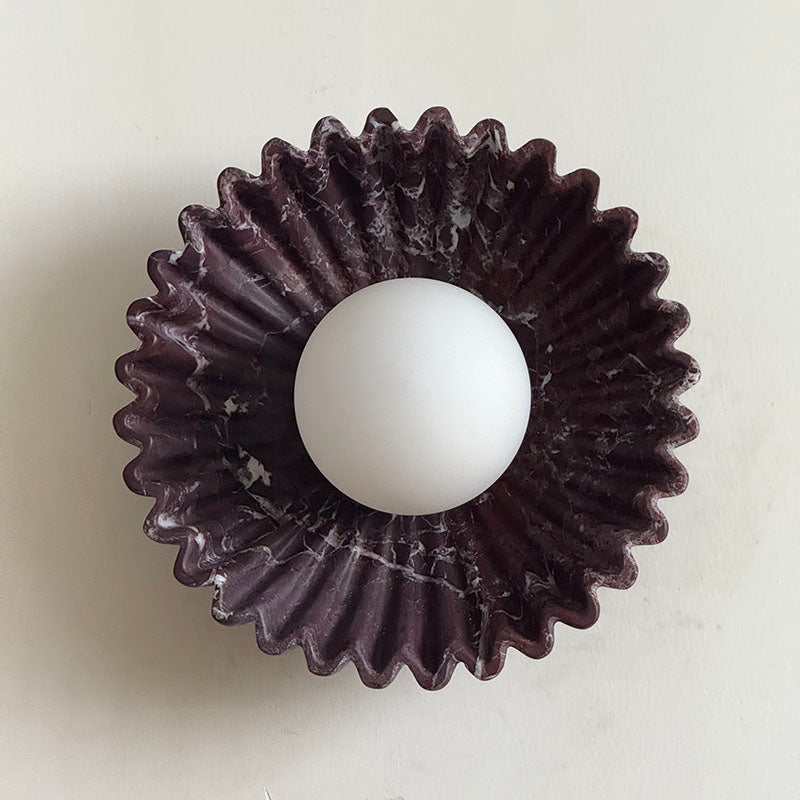 Ostro Art Deco Marble Small Wall Sconce — D 25cm x W 12.5cm x H 25cm; Purple red Marble