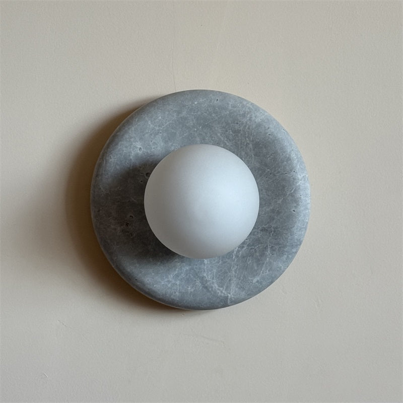 Orli Grey Marble Globe Wall Sconce — D 20cm x H 20cm / ∅ 7.9″ x H 7.9″; Grey B072