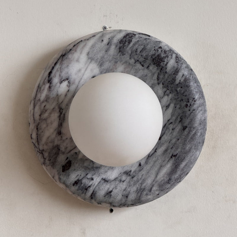 Orli Grey Marble Globe Wall Sconce — D 20cm x H 20cm / ∅ 7.9″ x H 7.9″; Fragrant Snow Plum M4