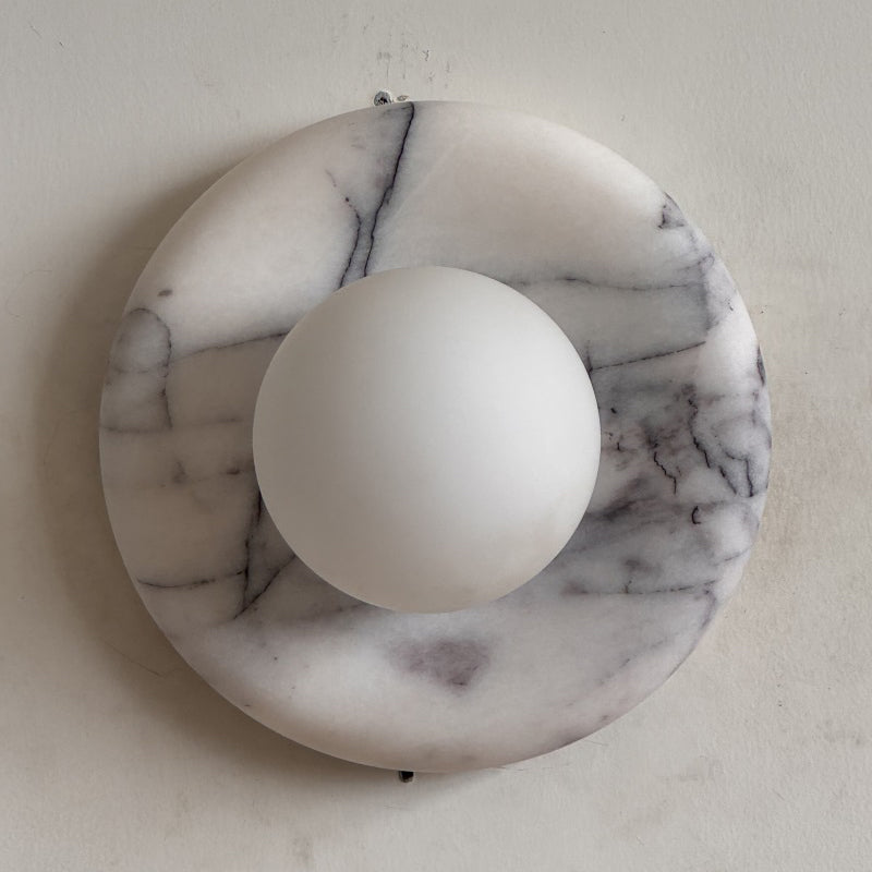 Orli Grey Marble Globe Wall Sconce — D 20cm x H 20cm / ∅ 7.9″ x H 7.9″; Fragrant Snow Plum M10