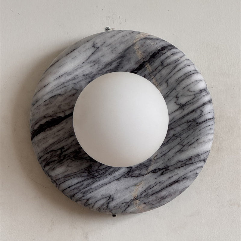 Orli Grey Marble Globe Wall Sconce — D 20cm x H 20cm / ∅ 7.9″ x H 7.9″; Fragrant Snow Plum M2