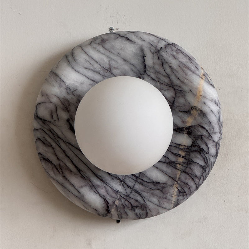 Orli Grey Marble Globe Wall Sconce — D 20cm x H 20cm / ∅ 7.9″ x H 7.9″; Fragrant Snow Plum M1