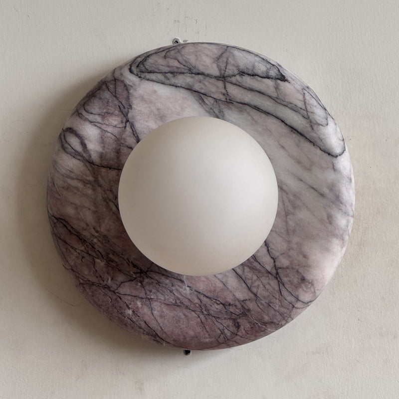 Orli Grey Marble Globe Wall Sconce — D 20cm x H 20cm / ∅ 7.9″ x H 7.9″; Fragrant Snow Plum M13