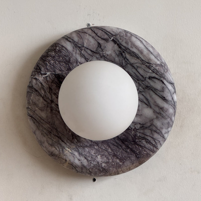 Orli Grey Marble Globe Wall Sconce — D 20cm x H 20cm / ∅ 7.9″ x H 7.9″; Fragrant Snow Plum M6