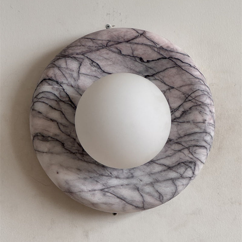 Orli Grey Marble Globe Wall Sconce — D 20cm x H 20cm / ∅ 7.9″ x H 7.9″; Fragrant Snow Plum M3
