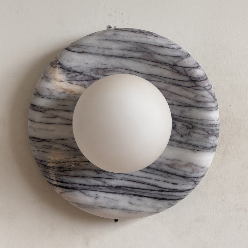 Orli Grey Marble Globe Wall Sconce — D 20cm x H 20cm / ∅ 7.9″ x H 7.9″; Fragrant Snow Plum M14