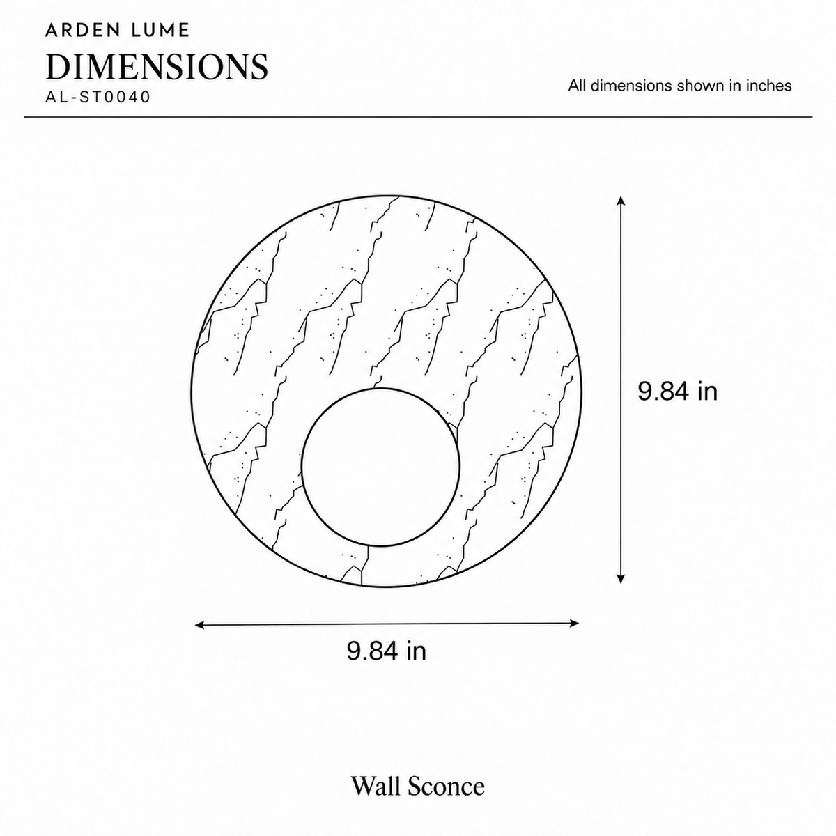 ARDEN LUME AL-ST0040 dimension diagram in inches