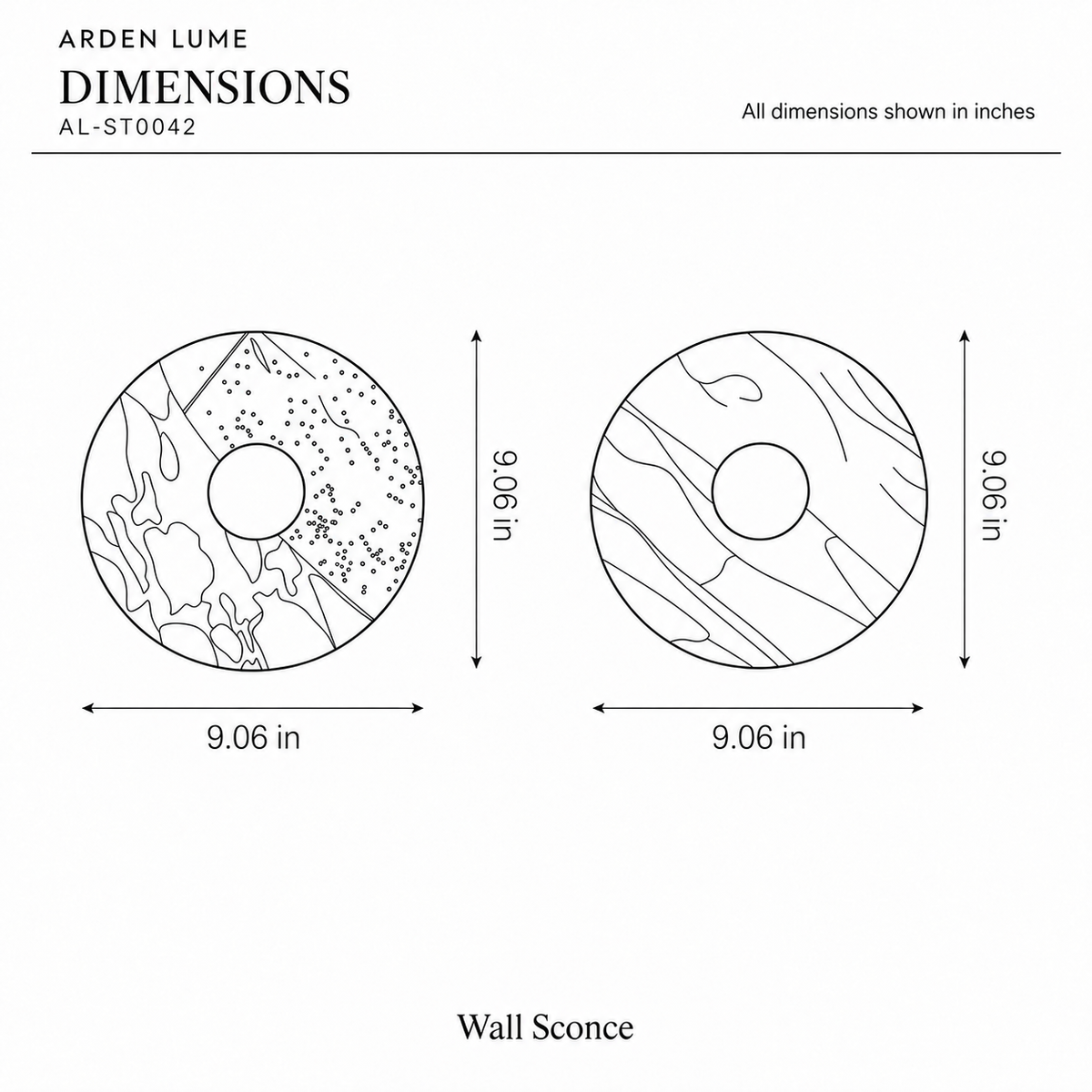 ARDEN LUME AL-ST0042 dimension diagram in inches