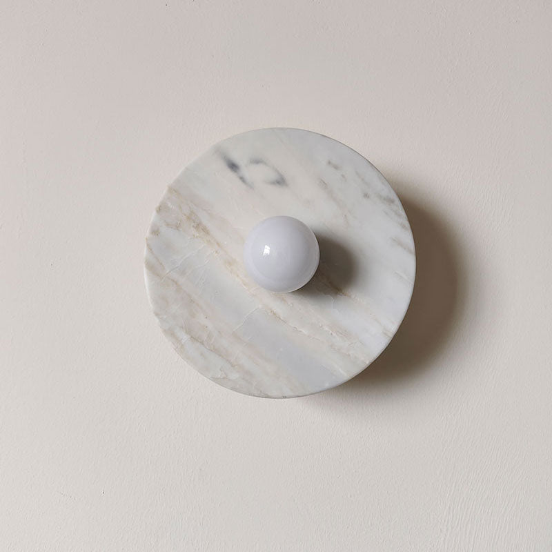 Alba Organic Modern Marble Wall Sconce — D 23cm x W 15cm x H 23cm / ∅ 9.1″ x W 5.9″ x H 9.1″; White mrable