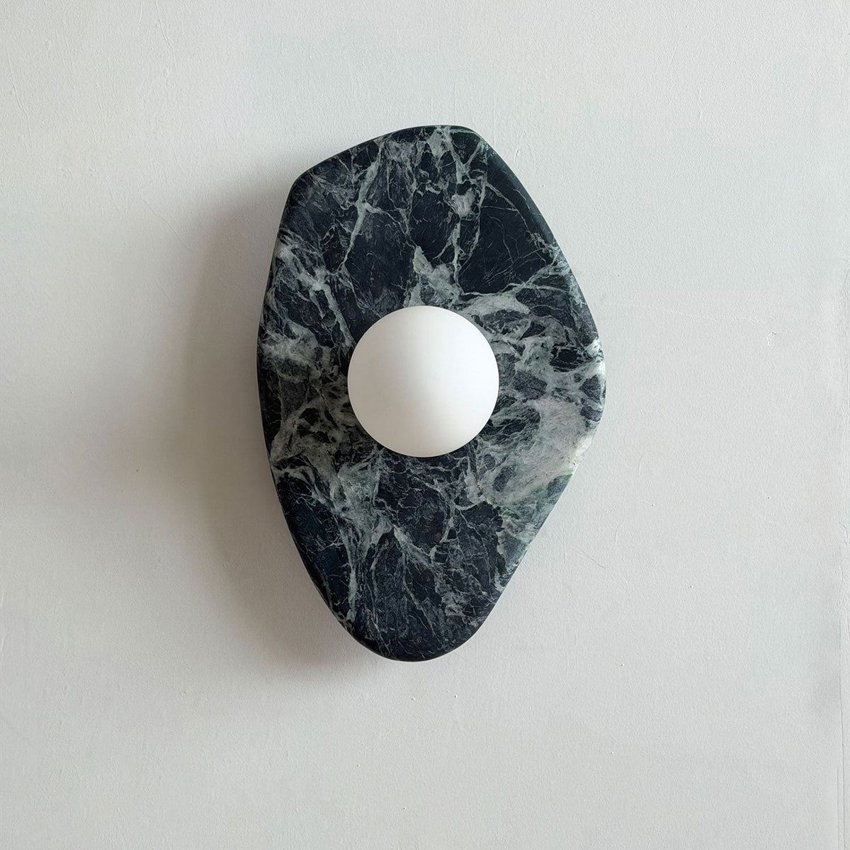 Organic Modern Textured Marble Wall Sconce — D 20cm x W 12cm x H 30cm / ∅ 7.9″ x W 4.7″ x H 11.8; Green marble B
