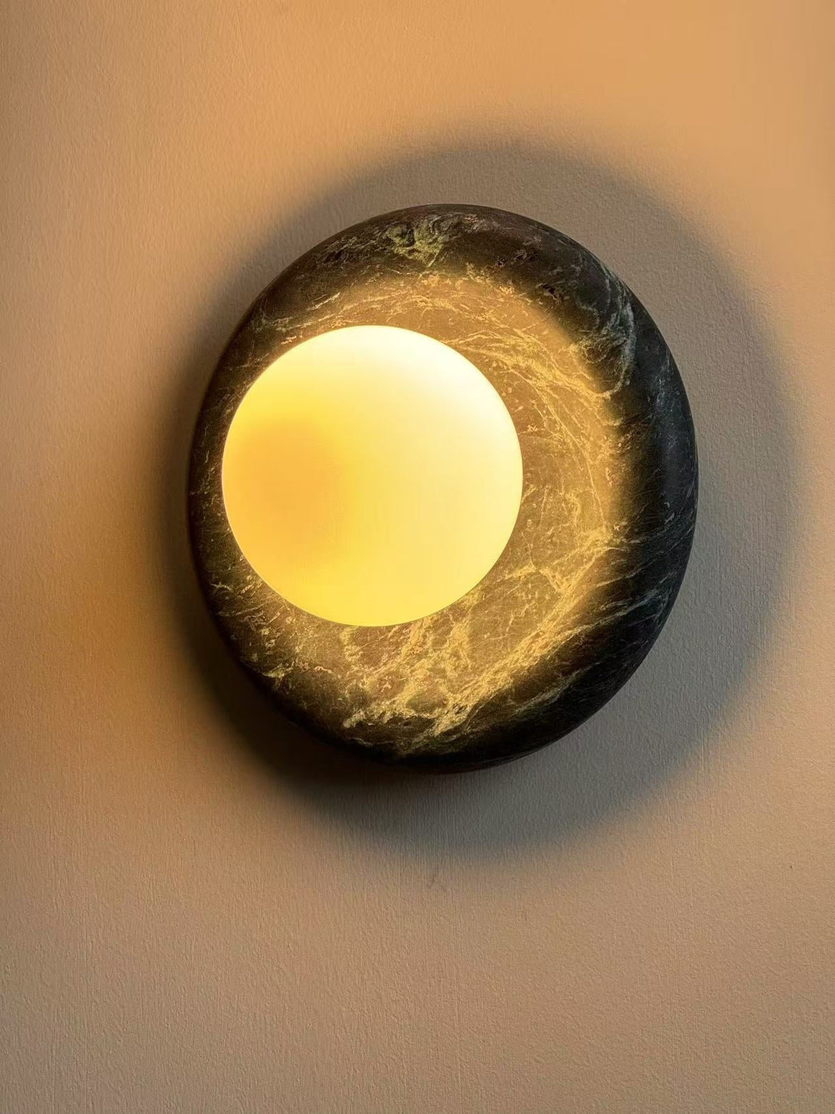 Orli Dark Green Marble Globe Wall Sconce — AL-ST0044 — product view 2