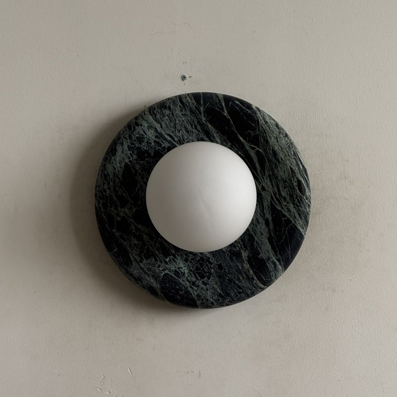 Orli Dark Green Marble Globe Wall Sconce — D 20cm x H 20cm / ∅ 7.9″ x H 7.9″; Dark Green Marble; P58