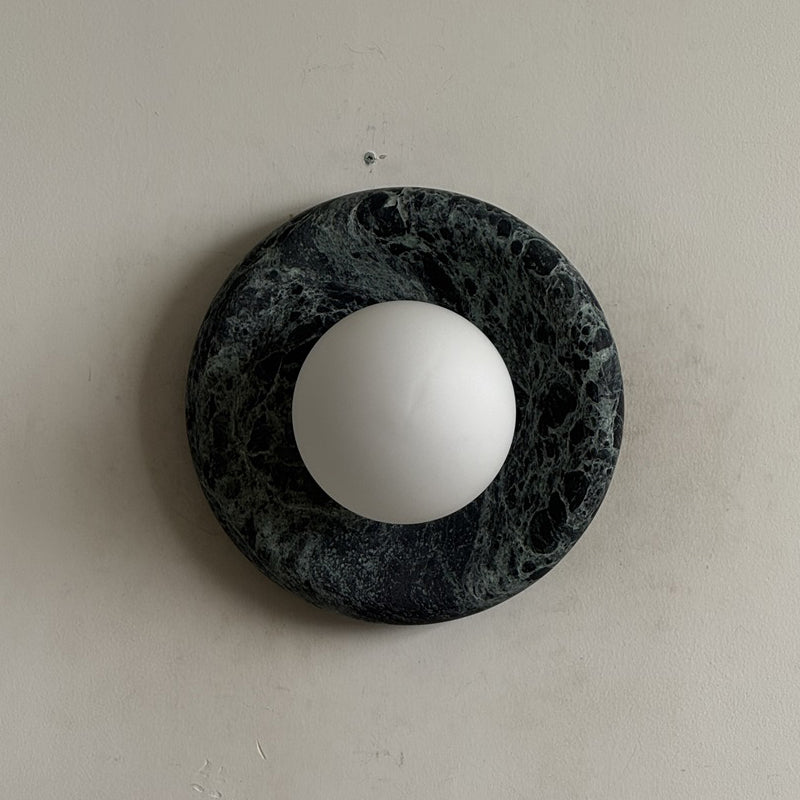 Orli Dark Green Marble Globe Wall Sconce — D 20cm x H 20cm / ∅ 7.9″ x H 7.9″; Dark Green Marble; P51