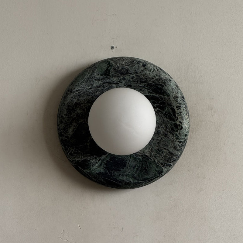 Orli Dark Green Marble Globe Wall Sconce — D 20cm x H 20cm / ∅ 7.9″ x H 7.9″; Dark Green Marble; P53